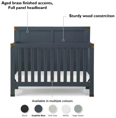 Miles 5 in 1 Convertible Crib with Brass Finished Accents