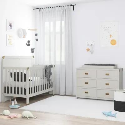 Miles 5 in 1 Convertible Crib with Brass Finished Accents