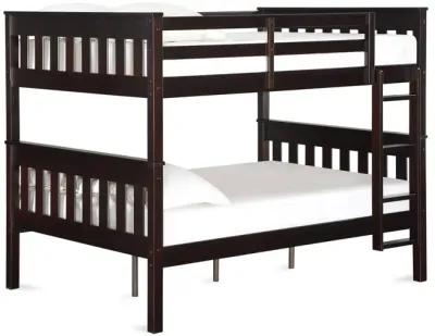 Moon Full-Over-Full Wood Bunk Bed with USB Port and Integrated Ladder