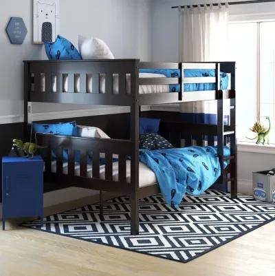 Moon Full-Over-Full Wood Bunk Bed with USB Port and Integrated Ladder