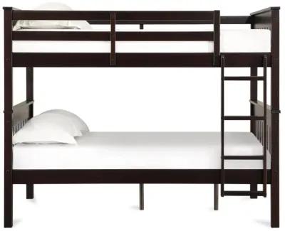 Moon Full-Over-Full Wood Bunk Bed with USB Port and Integrated Ladder