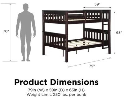 Moon Full-Over-Full Wood Bunk Bed with USB Port and Integrated Ladder