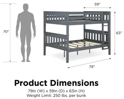 Moon Full-Over-Full Wood Bunk Bed with USB Port and Integrated Ladder