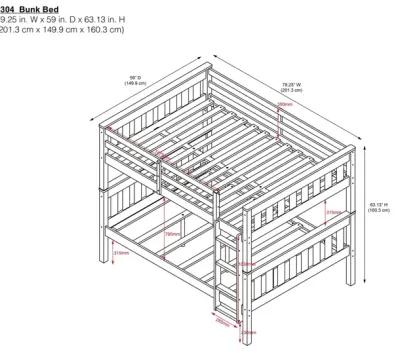 Moon Full-Over-Full Wood Bunk Bed with USB Port and Integrated Ladder