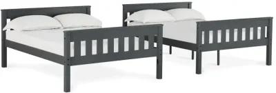 Moon Full-Over-Full Wood Bunk Bed with USB Port and Integrated Ladder