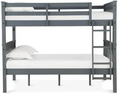 Moon Full-Over-Full Wood Bunk Bed with USB Port and Integrated Ladder