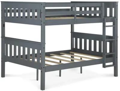 Moon Full-Over-Full Wood Bunk Bed with USB Port and Integrated Ladder