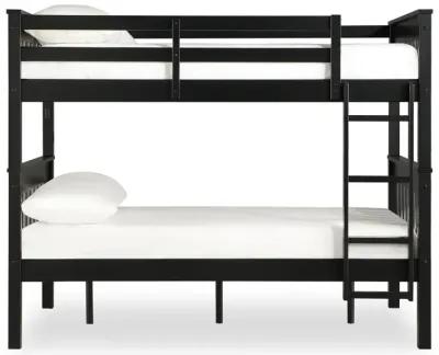 Moon Full-Over-Full Wood Bunk Bed with USB Port and Integrated Ladder