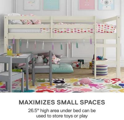 Milton Junior Twin Size Wooden Espresso Loft Bed for Kids