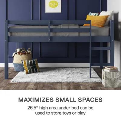 Milton Junior Twin Size Wooden Espresso Loft Bed for Kids