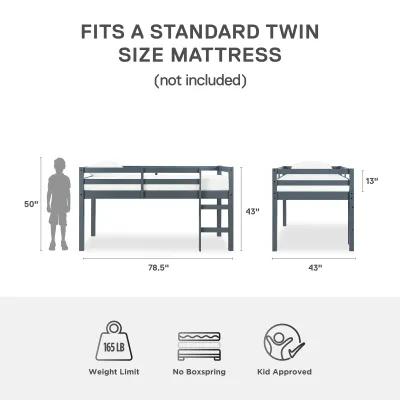 Milton Junior Twin Size Wooden Espresso Loft Bed for Kids