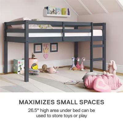 Milton Junior Twin Size Wooden Espresso Loft Bed for Kids