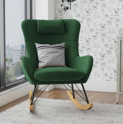 Robbie Rocker Accent Chair with Storage Pockets and Matching Pillow Headrest