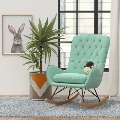 Noah Rocking Chair with Side Storage Pockets and a Diamond Tufted Backrest