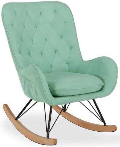 Noah Rocking Chair with Side Storage Pockets and a Diamond Tufted Backrest