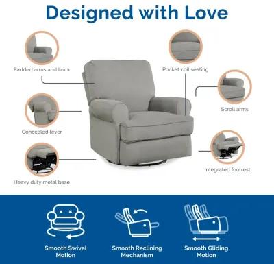 Tiana Swivel Glider Recliner Chair with Big Roll Arms and Pillowback