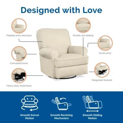 Tiana Swivel Glider Recliner Chair with Big Roll Arms and Pillowback