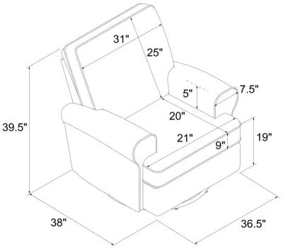 Tiana Swivel Glider Recliner Chair with Big Roll Arms and Pillowback