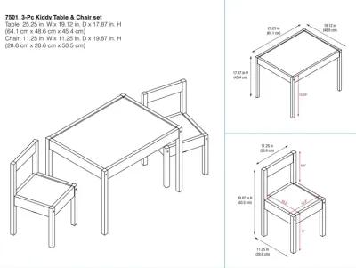 Hunter 3-Piece Kiddy Table and Chair Kids Set