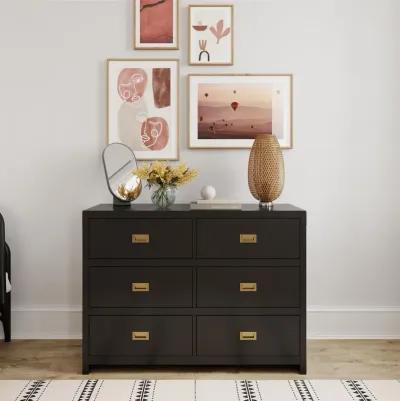 Miles 6-Drawer Wood Dresser with Brass Handles