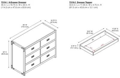 Miles 6-Drawer Wood Dresser with Brass Handles