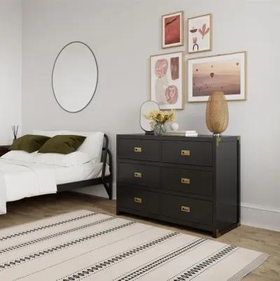 Miles 6-Drawer Wood Dresser with Brass Handles