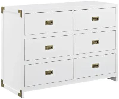 Miles 6-Drawer Wood Dresser with Brass Handles