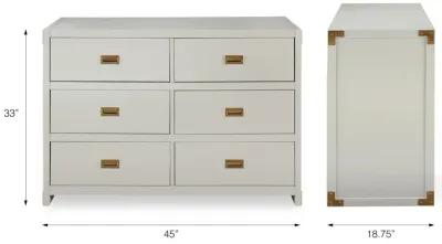 Miles 6-Drawer Wood Dresser with Brass Handles