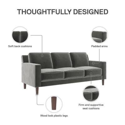 Brynn Fabric Upholstered 3 Seater Sofa with Wood Legs