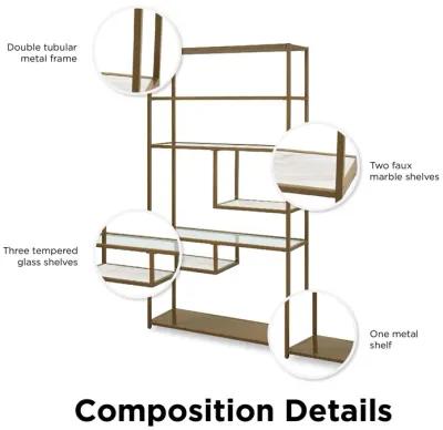 Moriah Bookcase Étagère with Modern Geometric Design