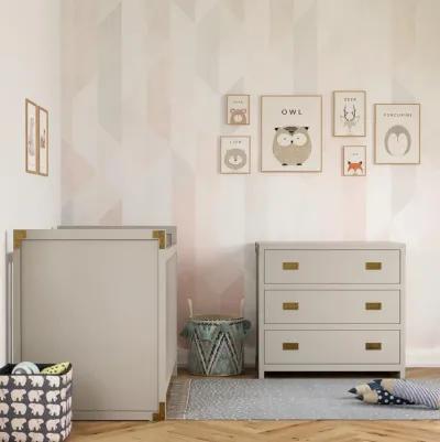 Miles 3-Drawer Wood Dresser with Brass Handles