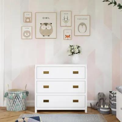 Miles 3-Drawer Wood Dresser with Brass Handles