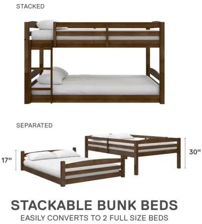 Sierra Full over Full Wood Bunk Bed, Converts into 2 Full Beds