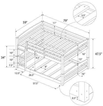 Sierra Full over Full Wood Bunk Bed, Converts into 2 Full Beds