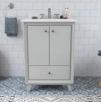 Bleeker Solid Wood Bathroom Vanity with Pre-Installed Oval Porcelain Sink