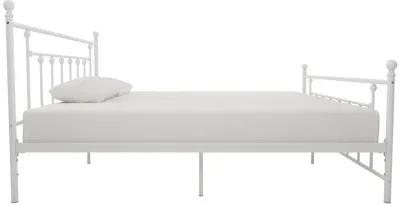 Manila White Metal Bed with Sturdy Metal Frame and Slats