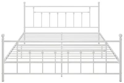 Manila White Metal Bed with Sturdy Metal Frame and Slats