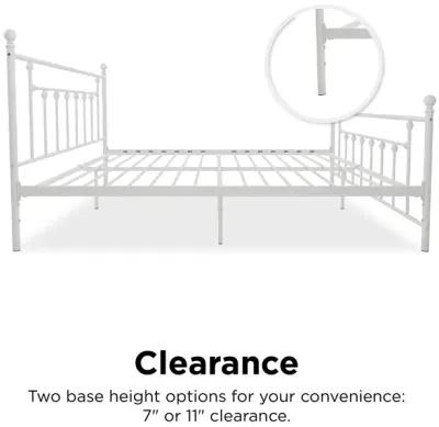 Manila White Metal Bed with Sturdy Metal Frame and Slats