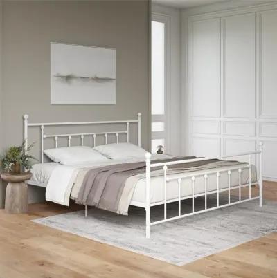 Manila White Metal Bed with Sturdy Metal Frame and Slats