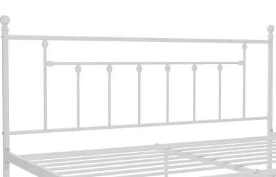 Manila White Metal Bed with Sturdy Metal Frame and Slats