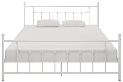 Manila White Metal Bed with Sturdy Metal Frame and Slats