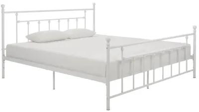 Manila White Metal Bed with Sturdy Metal Frame and Slats