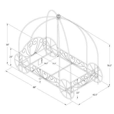 Metal Twin Carriage Bed Whimsical and Scrolled Design