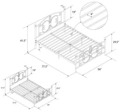 Ballard Victorian Metal Bed with Secured Metal Slats