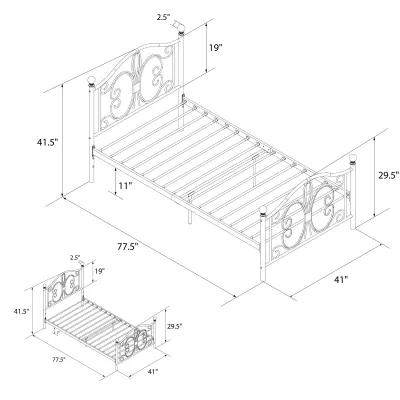 Ballard Victorian Metal Bed with Secured Metal Slats