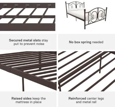 Ballard Victorian Metal Bed with Secured Metal Slats