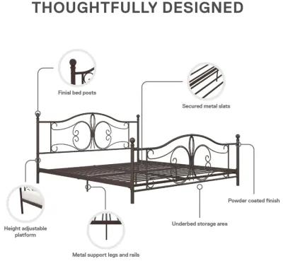 Ballard Victorian Metal Bed with Secured Metal Slats