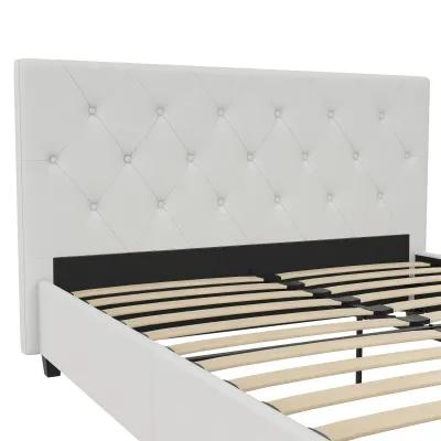 Dakota Upholstered Platform Bed With Diamond Button Tufted Heaboard