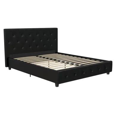 Dakota Upholstered Platform Bed With Diamond Button Tufted Heaboard