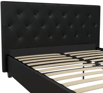 Dakota Upholstered Platform Bed With Diamond Button Tufted Heaboard